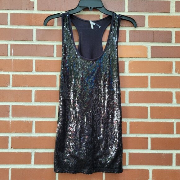 Max Rave Tops - Max Rave Black Sequined Tank Top - Size L